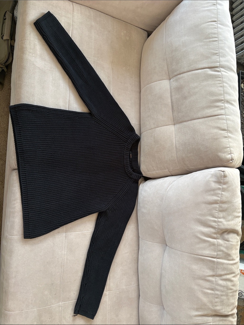 Black Ribbed Knit Crewneck Quince Cotton Sweater
